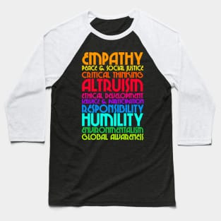 The Ten Commitments // Humanist Values Design Baseball T-Shirt